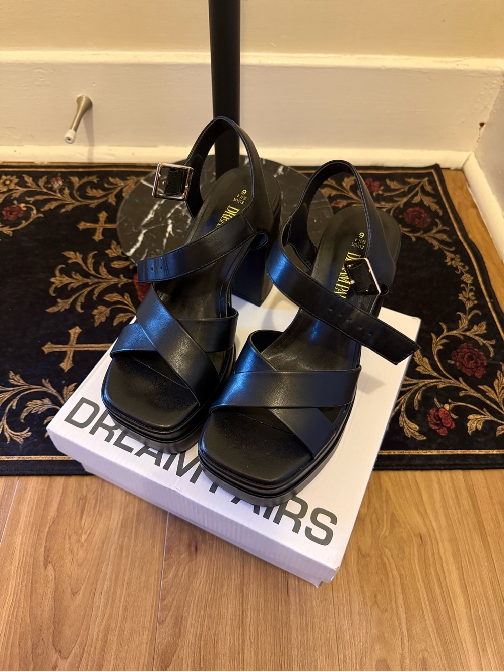 Black chunky heels